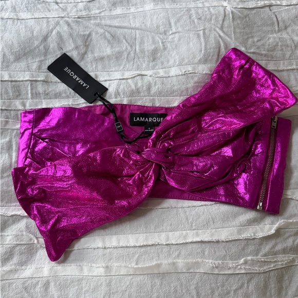 Lamarque Fuchsia Metallic Strapless Top size S - Picture 5 of 6